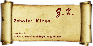 Zabolai Kinga névjegykártya
